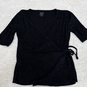 GAP Elegant Black Wrap Blouse